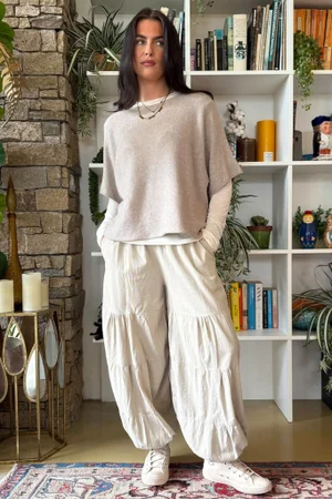 Basso Baby Cord Tiered Cuff Pant Stone